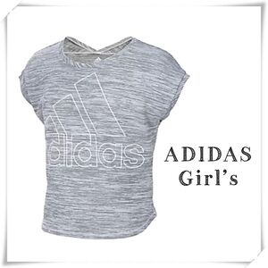 Adidas Girl’s Climalite Performance Logo Stripe Crop Top Gray